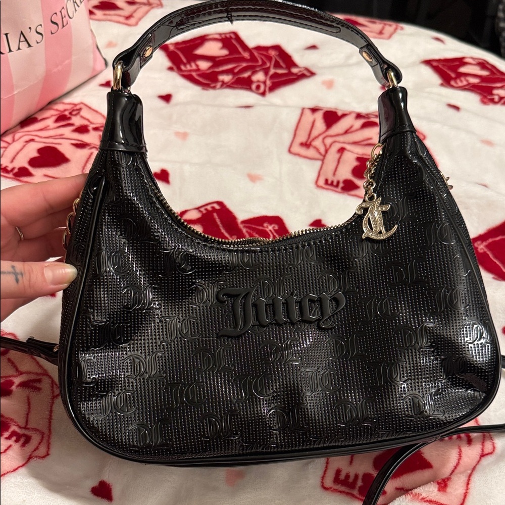 Juicy Couture Glossy Black Shoulder Bag